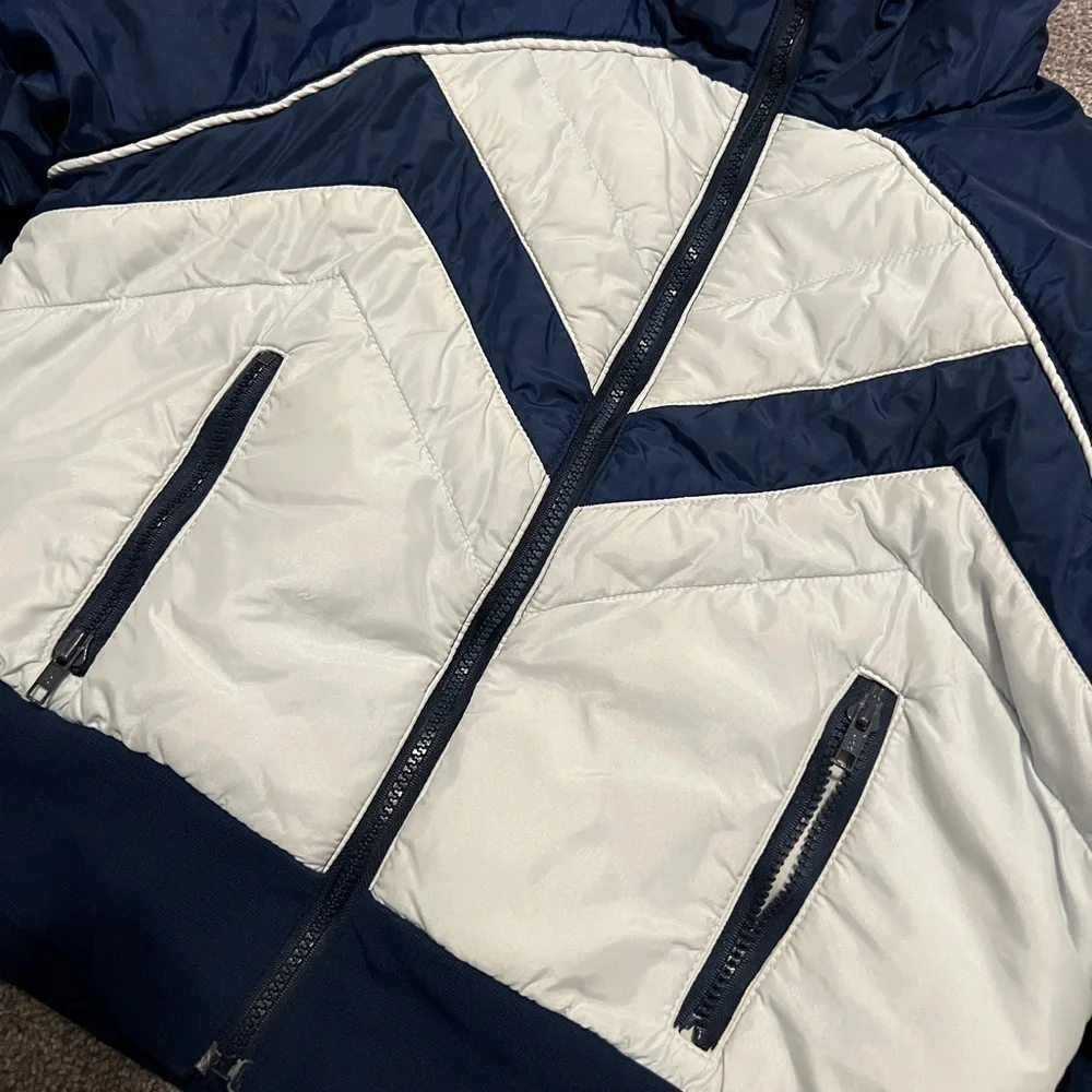Vintage Alpine Designs Blue & White Goose Down Puffer Jacket Size 14